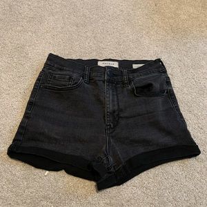 black denim shorts